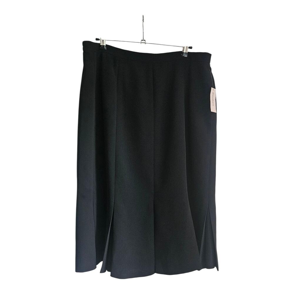 NWT Jones Studio Midi Skirt 18W Black Box Pleats Lined Partial Elastic Waist